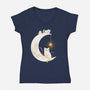 Kitten Moon-Womens-V-Neck-Tee-Vallina84