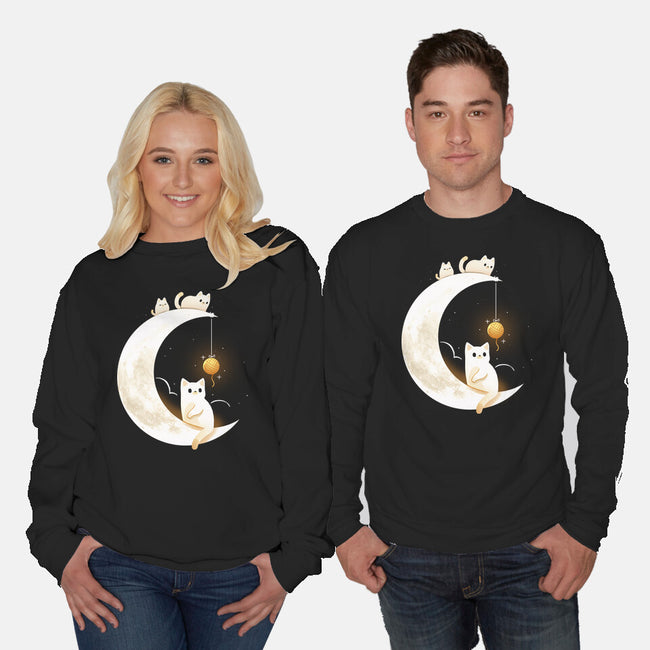 Kitten Moon-Unisex-Crew Neck-Sweatshirt-Vallina84