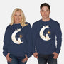 Kitten Moon-Unisex-Crew Neck-Sweatshirt-Vallina84