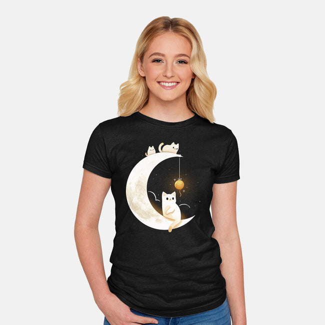 Kitten Moon-Womens-Fitted-Tee-Vallina84