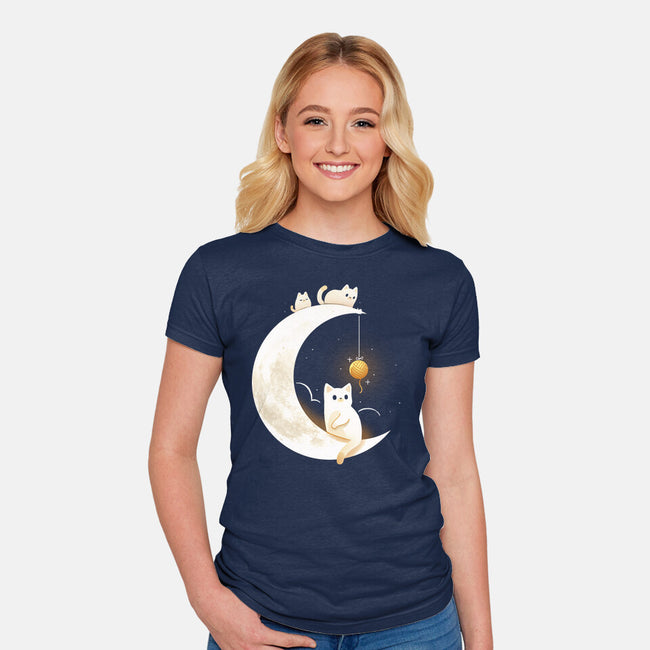 Kitten Moon-Womens-Fitted-Tee-Vallina84