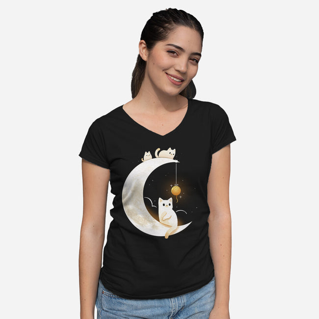 Kitten Moon-Womens-V-Neck-Tee-Vallina84