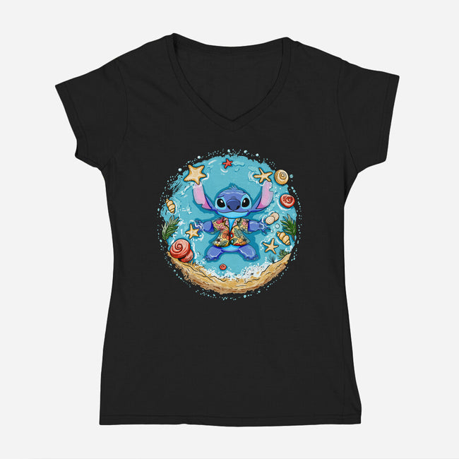 Ohana Means Vacation-Womens-V-Neck-Tee-JamesQJO