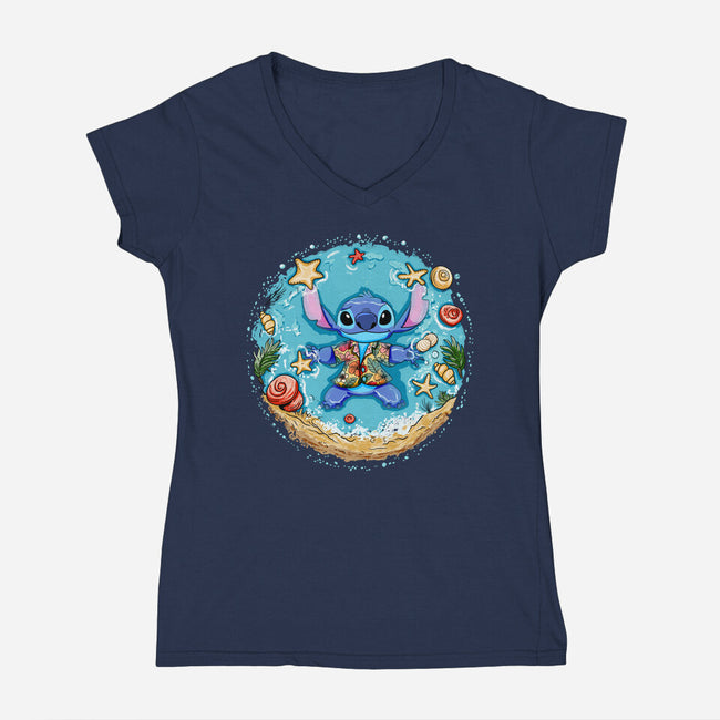 Ohana Means Vacation-Womens-V-Neck-Tee-JamesQJO