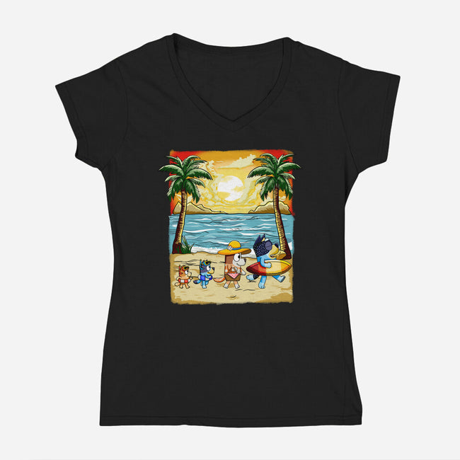 Paw-sitive Vibes Only-Womens-V-Neck-Tee-JamesQJO