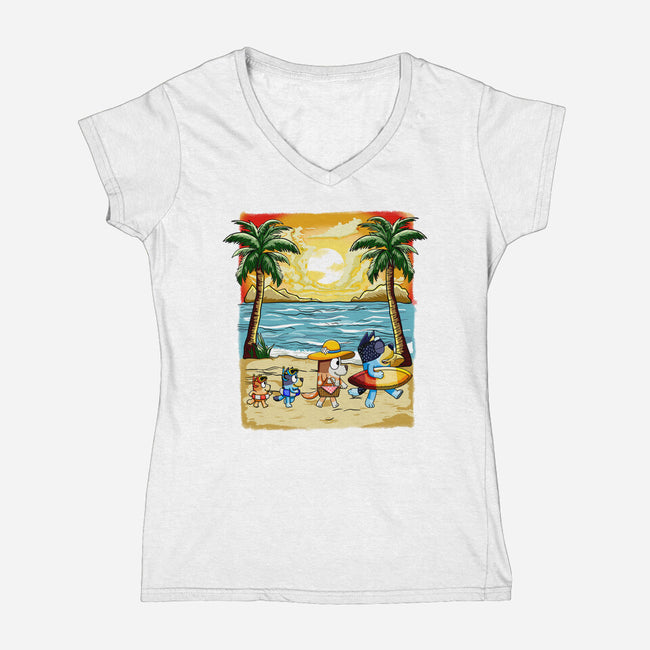 Paw-sitive Vibes Only-Womens-V-Neck-Tee-JamesQJO