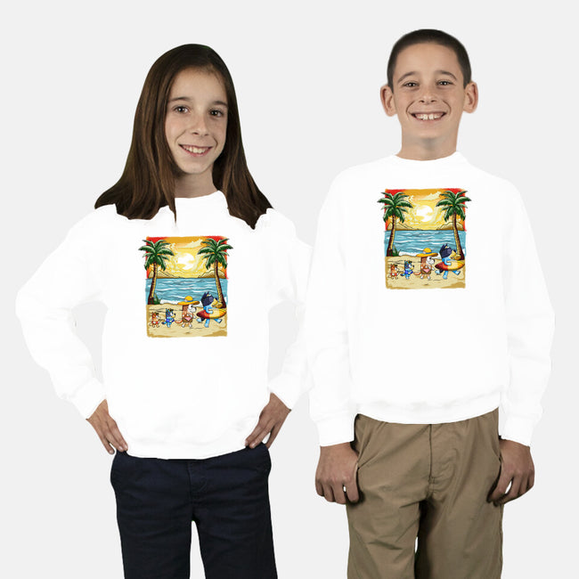 Paw-sitive Vibes Only-Youth-Crew Neck-Sweatshirt-JamesQJO