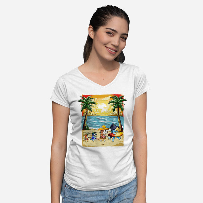 Paw-sitive Vibes Only-Womens-V-Neck-Tee-JamesQJO