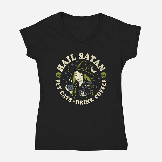 Pet Cats Drink Coffee-Womens-V-Neck-Tee-Nemons