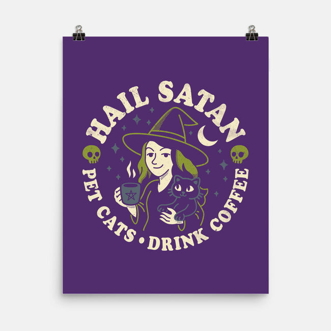 Pet Cats Drink Coffee-None-Matte-Poster-Nemons