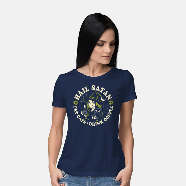Pet Cats Drink Coffee-Womens-Basic-Tee-Nemons