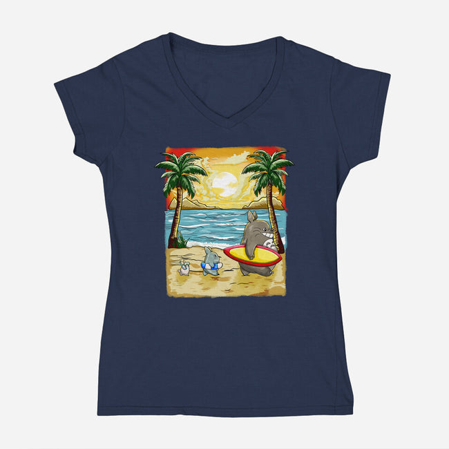 Summer With My Neighbor-Womens-V-Neck-Tee-JamesQJO