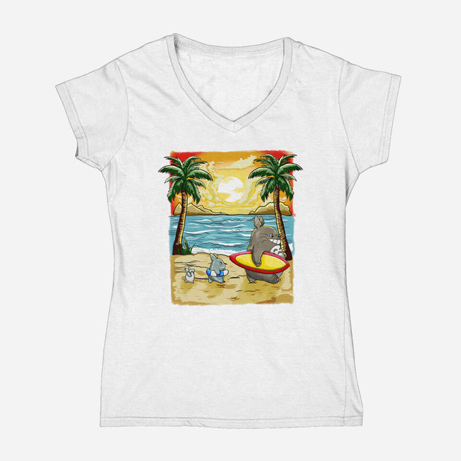 Summer With My Neighbor-Womens-V-Neck-Tee-JamesQJO
