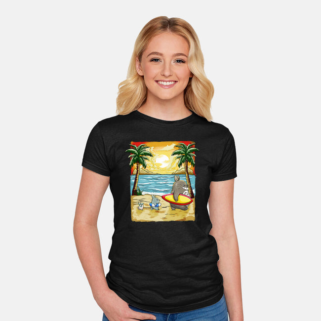 Summer With My Neighbor-Womens-Fitted-Tee-JamesQJO