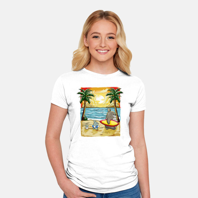 Summer With My Neighbor-Womens-Fitted-Tee-JamesQJO