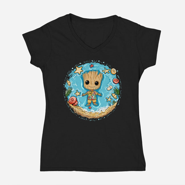 I Am Aloha Groot-Womens-V-Neck-Tee-JamesQJO