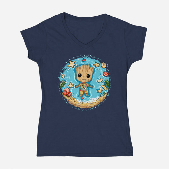I Am Aloha Groot-Womens-V-Neck-Tee-JamesQJO