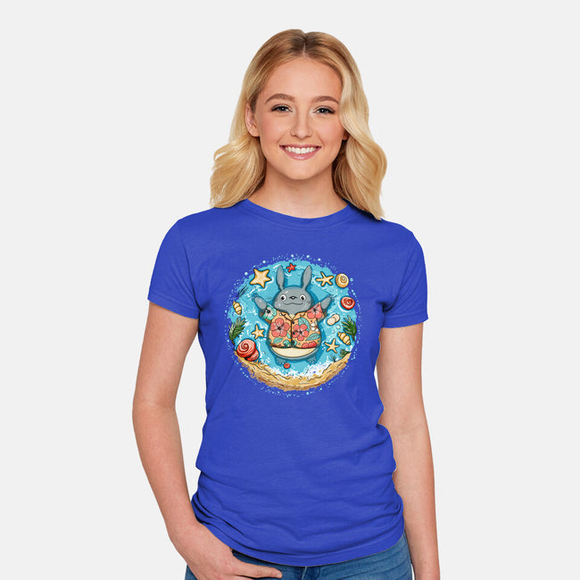 Aloha Totoro-Womens-Fitted-Tee-JamesQJO