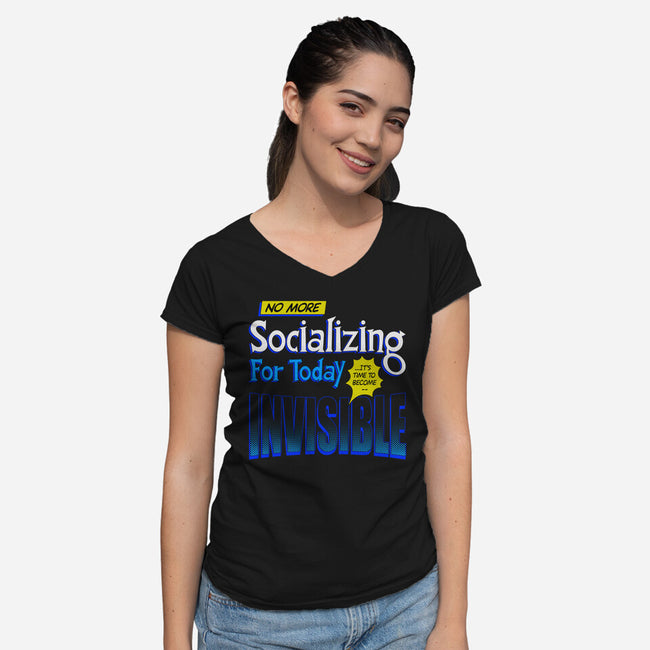 No More Socializing-Womens-V-Neck-Tee-Getsousa!