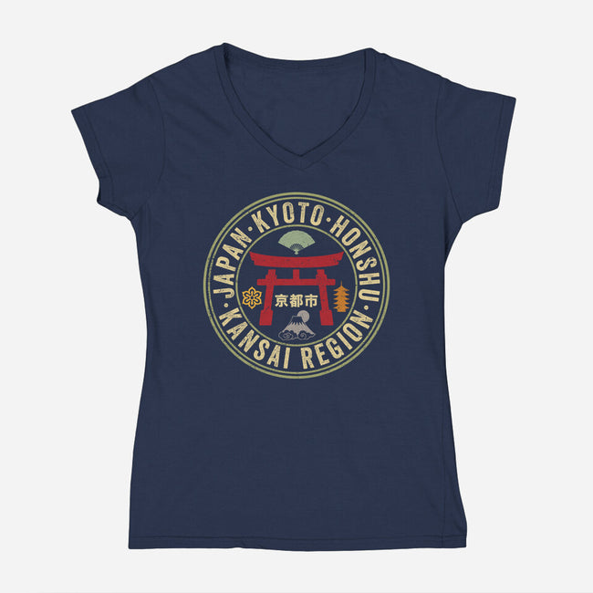 City Of Kyoto-Womens-V-Neck-Tee-DrMonekers