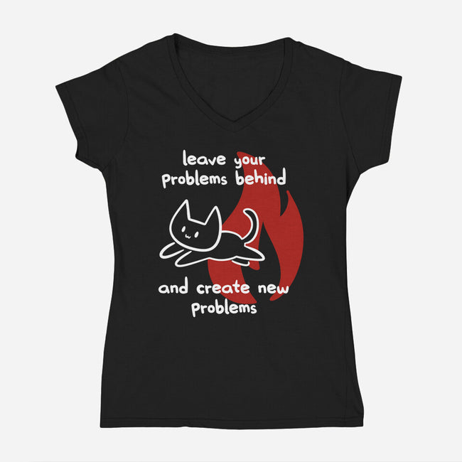 New Problems-Womens-V-Neck-Tee-damglynn