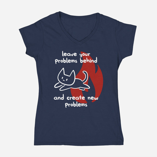 New Problems-Womens-V-Neck-Tee-damglynn