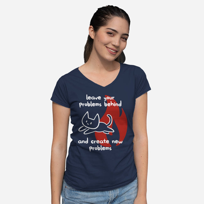 New Problems-Womens-V-Neck-Tee-damglynn