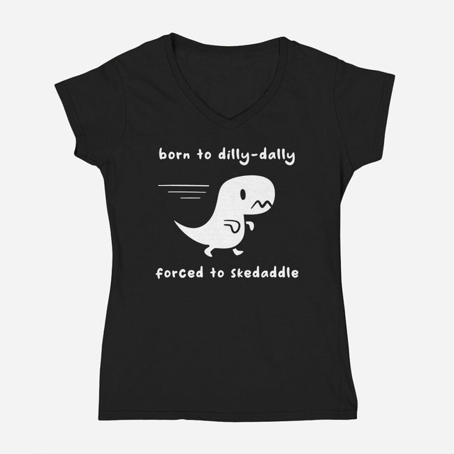 Dino Run-Womens-V-Neck-Tee-damglynn