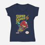 Super Samus Hunter-Womens-V-Neck-Tee-Arinesart