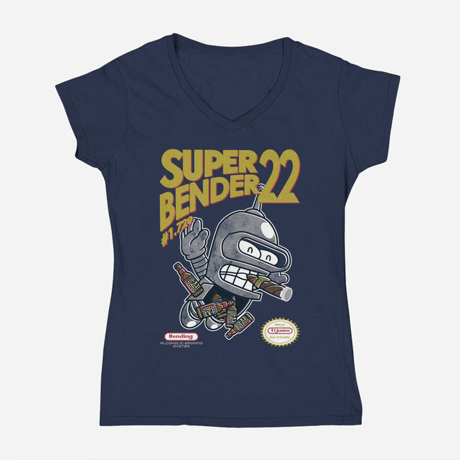 Super Bender 22-Womens-V-Neck-Tee-Arinesart