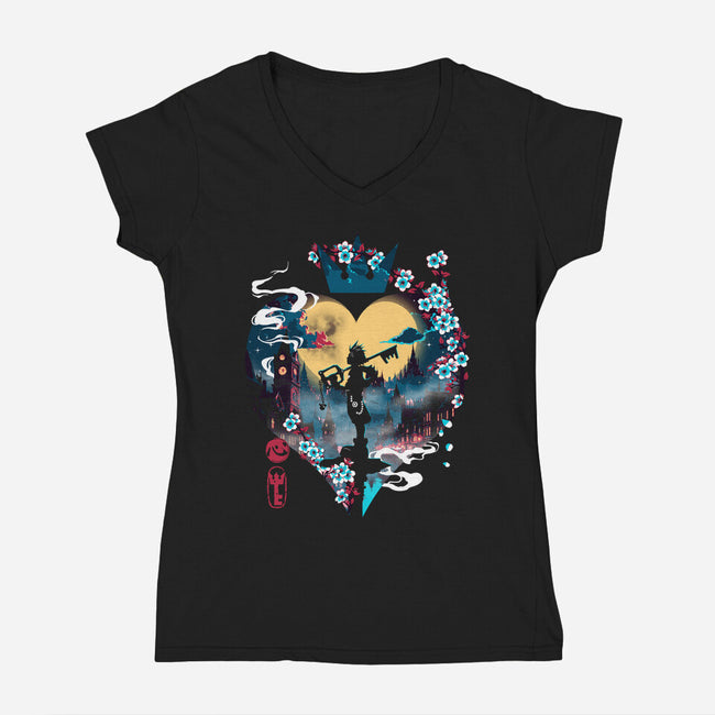 Kingdom Of Courage-Womens-V-Neck-Tee-Arinesart
