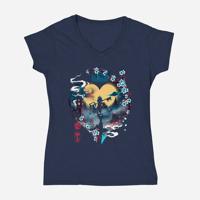Kingdom Of Courage-Womens-V-Neck-Tee-Arinesart