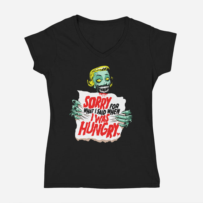 Sorry Zombie-Womens-V-Neck-Tee-butcherbilly