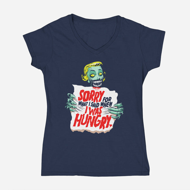 Sorry Zombie-Womens-V-Neck-Tee-butcherbilly