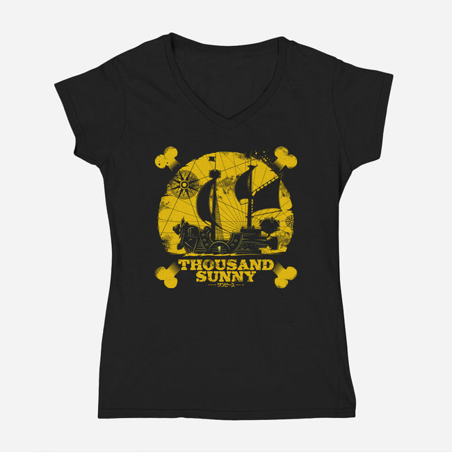Thousand Sunny-Womens-V-Neck-Tee-yumie