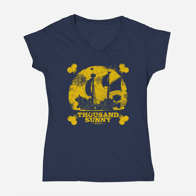 Thousand Sunny-Womens-V-Neck-Tee-yumie