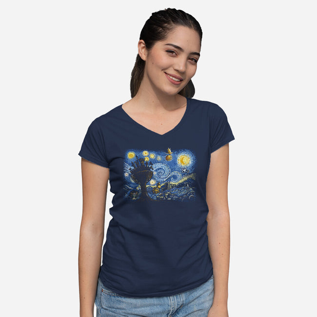 Starry Knights Of Ni-Womens-V-Neck-Tee-Wenceslao A Romero