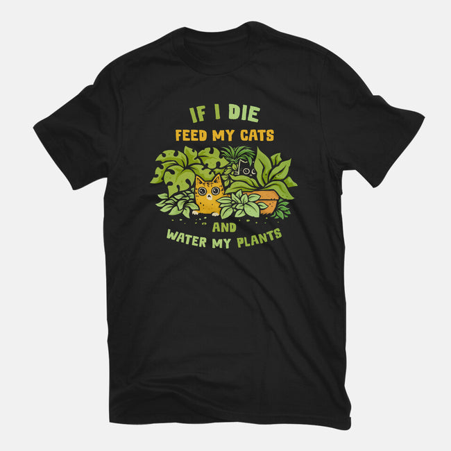 Feed My Cats And Water My Plants-Unisex-Basic-Tee-kg07