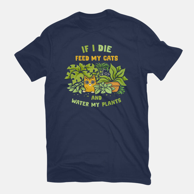 Feed My Cats And Water My Plants-Unisex-Basic-Tee-kg07