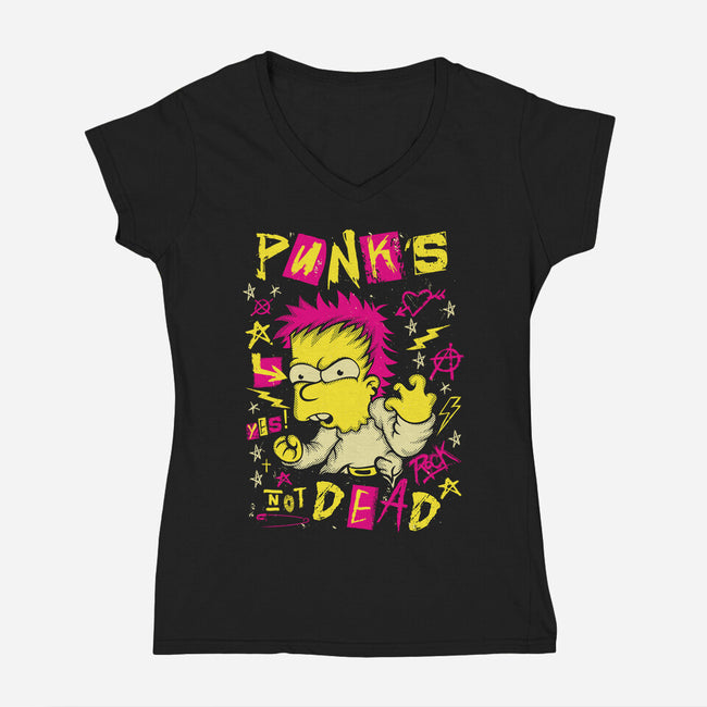 Not Dead-Womens-V-Neck-Tee-SuperEdu