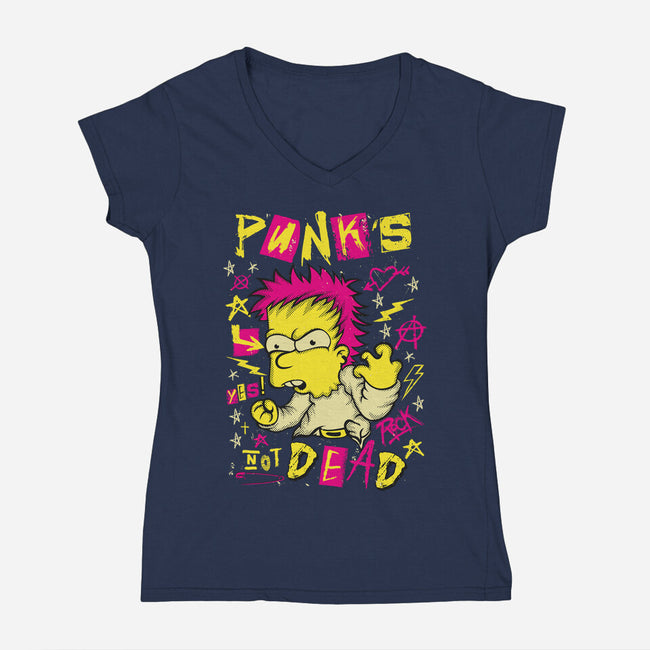 Not Dead-Womens-V-Neck-Tee-SuperEdu
