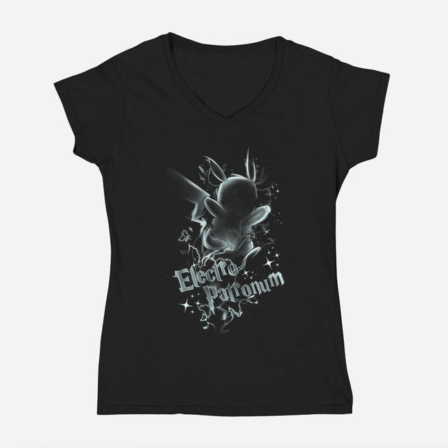 Electro Patronum-Womens-V-Neck-Tee-fanfabio