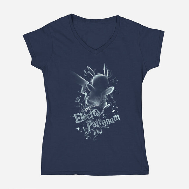 Electro Patronum-Womens-V-Neck-Tee-fanfabio