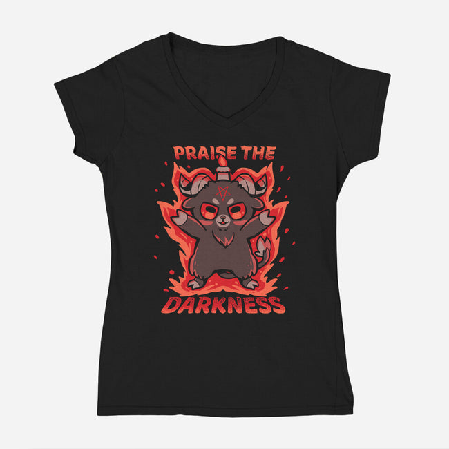 Praise The Darkness-Womens-V-Neck-Tee-TechraNova