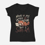 None Of My Work Is Done-Womens-V-Neck-Tee-koalastudio
