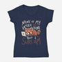 None Of My Work Is Done-Womens-V-Neck-Tee-koalastudio