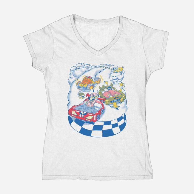 Racecar Bed Race-Womens-V-Neck-Tee-SpicyGurry
