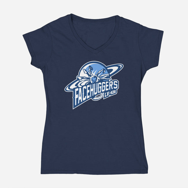 Facehuggers Team-Womens-V-Neck-Tee-demonigote
