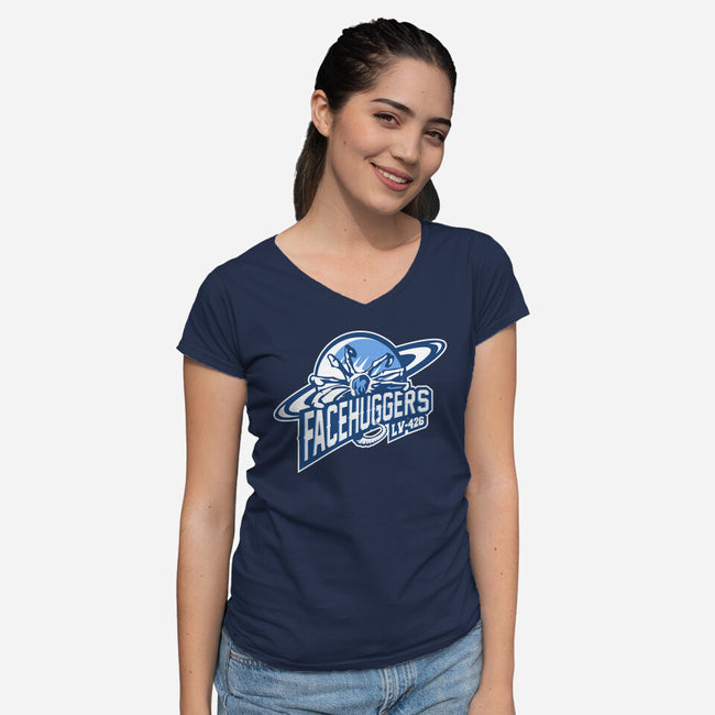 Facehuggers Team-Womens-V-Neck-Tee-demonigote