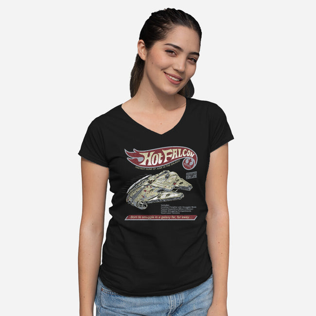 Hot Falcon-Womens-V-Neck-Tee-NMdesign